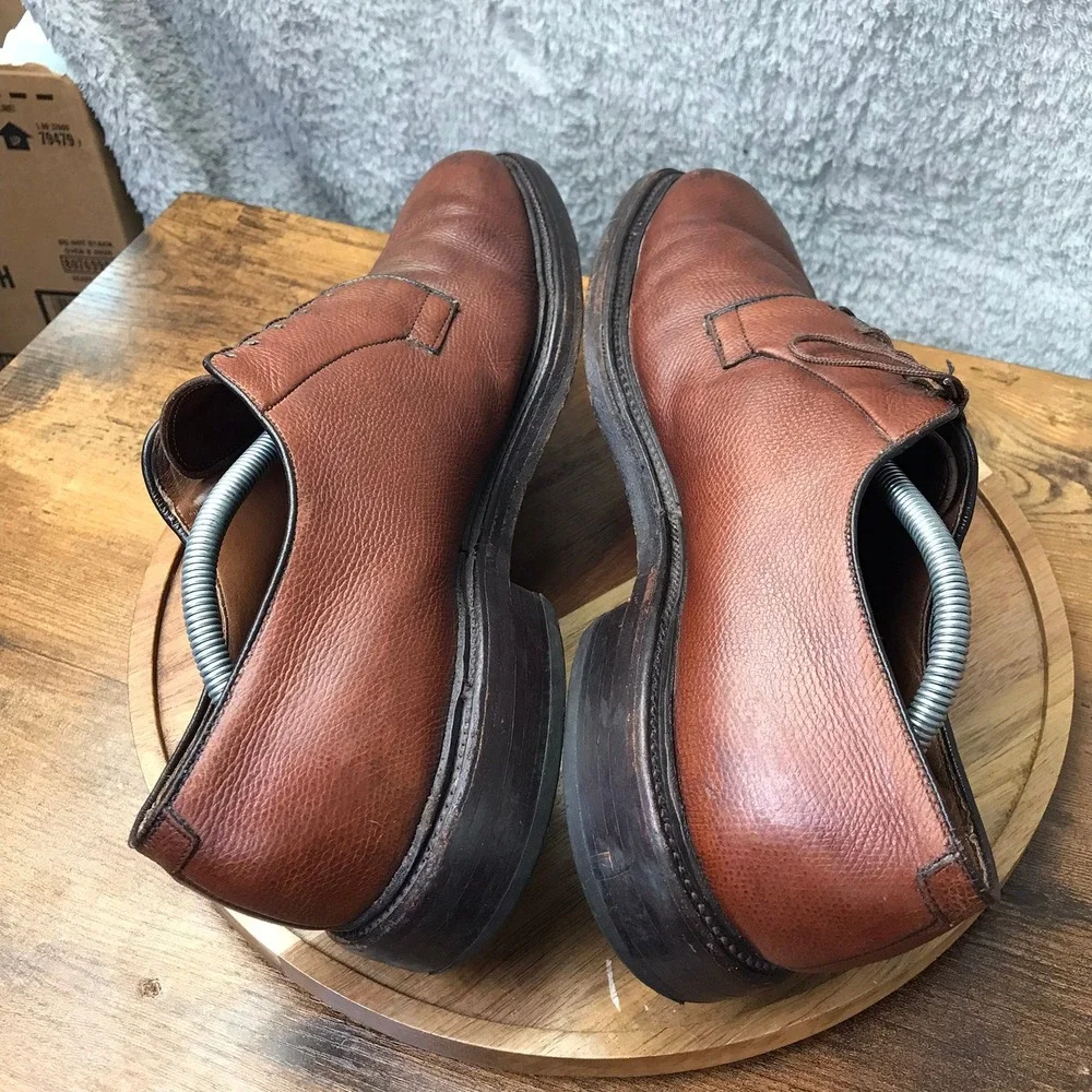 Allen Edmonds Leeds Derby Mens‎ 11 C Brown Pebble Grain Leather Plain Toe Shoes